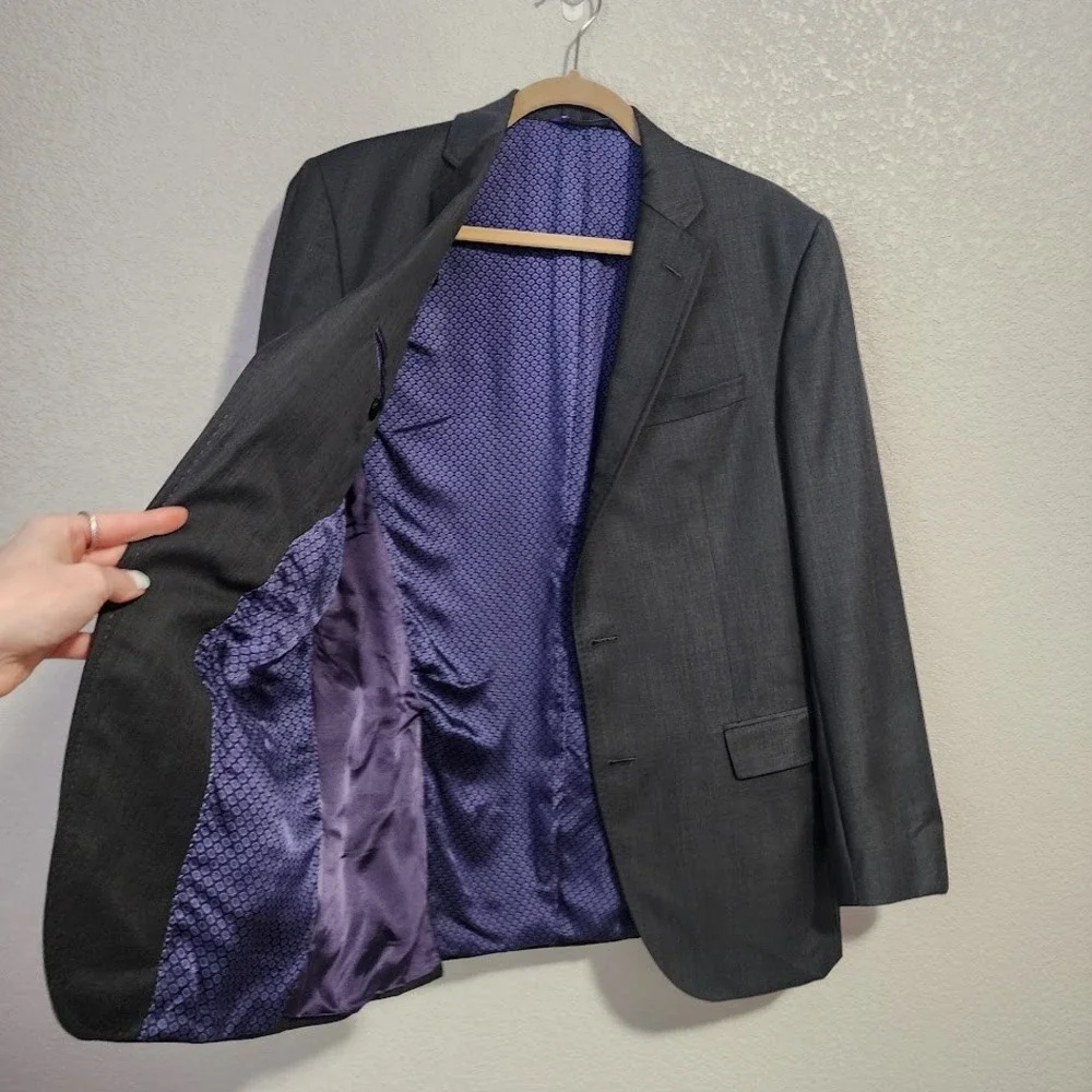 TED BAKER LONDON 2 button Endurance Wool Blazer‎ Sport Coat Gray 40R